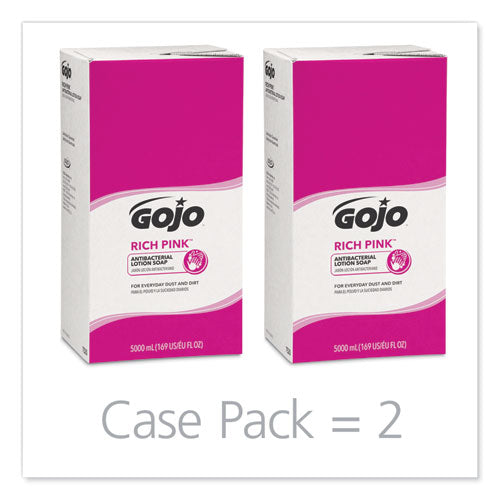 Rich Pink Antibacterial Lotion Soap Refill, Floral, 5,000 Ml, 2/carton