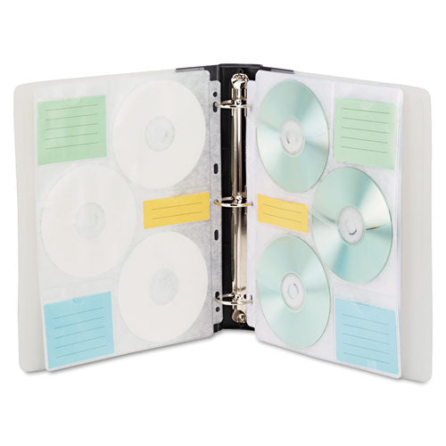 Cd/dvd Three-ring Refillable Binder, Holds 90 Discs, Midnight Blue/clear