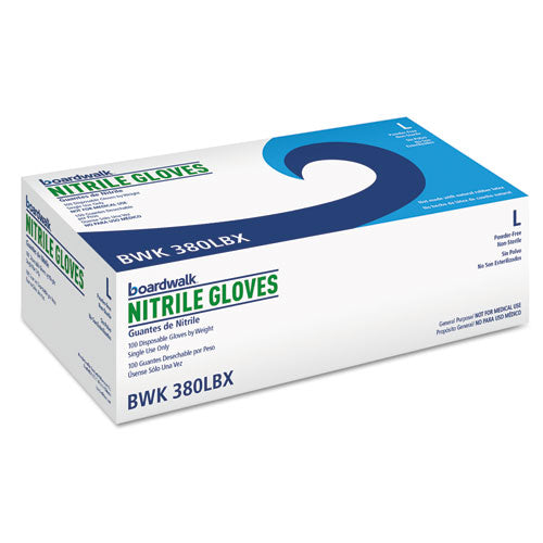 Disposable Powder-free Nitrile Gloves, Large, Blue, 5 Mil, 1,000/carton