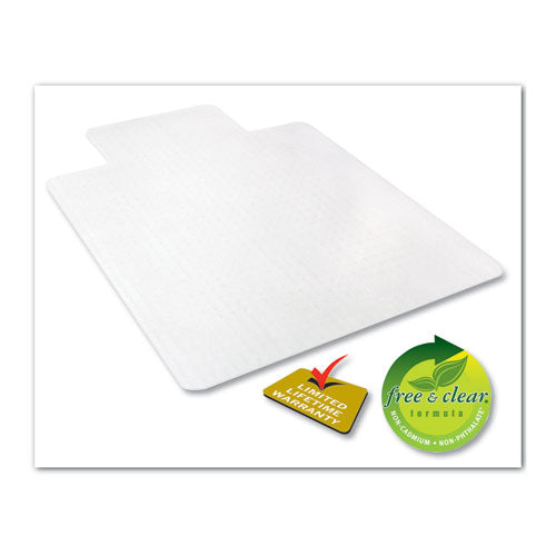 Rollamat Frequent Use Chair Mat, Med Pile Carpet, Flat, 36 X 48, Lipped, Clear