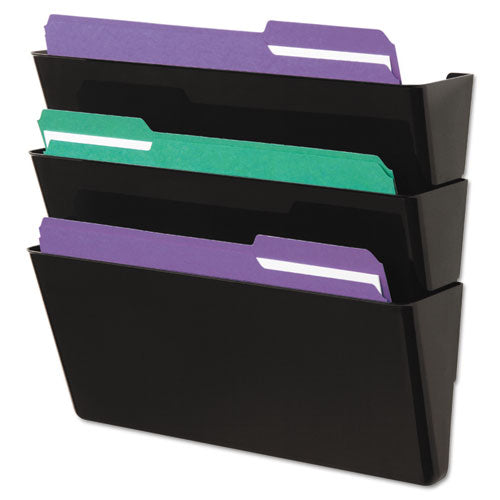 Wall File Pockets, Plastic, Letter Size, 13" X 4.13" X 7", Black