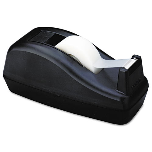 Deluxe Desktop Tape Dispenser, Heavily Weighted, Attached 1" Core, Black