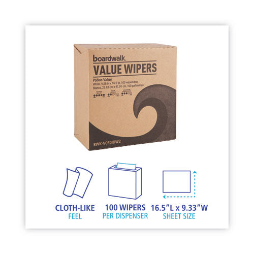Drc Wipers, 9.33 X 16.5, White, 100 Dispenser Packs, 9 Dispenser Packs/carton