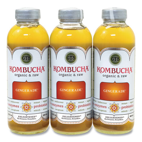 Organic Raw Kombucha Gingerade, 16.2 Oz Bottle, 6/pack, Ships In 1-3 Business Days
