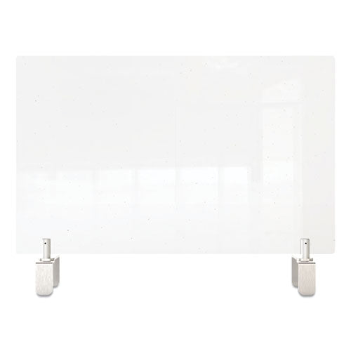Clear Partition Extender With Attached Clamp, 48 X 3.88 X 30, Thermoplastic Sheeting