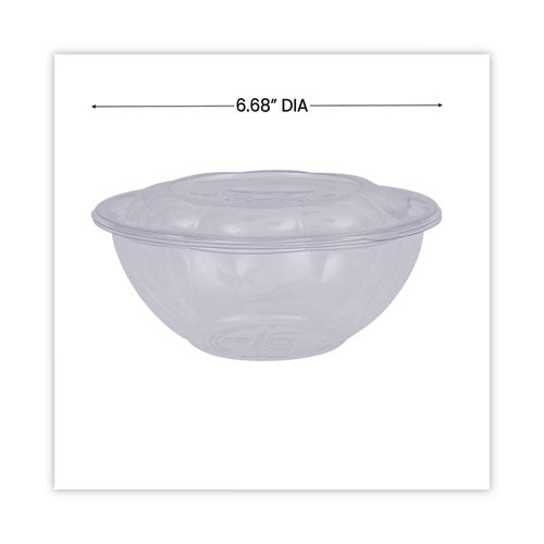 Renewable And Compostable Salad Bowls With Lids, 24 Oz, Clear, Plastic, 50/pack, 3 Packs/carton