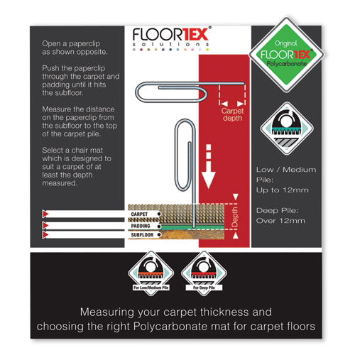 Cleartex Ultimat Polycarbonate Chair Mat For Low/medium Pile Carpet, 48 X 53, Clear