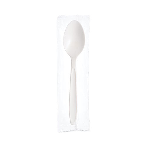 Reliance Mediumweight Cutlery, Teaspoon, Individually Wrapped, White, 1,000/carton