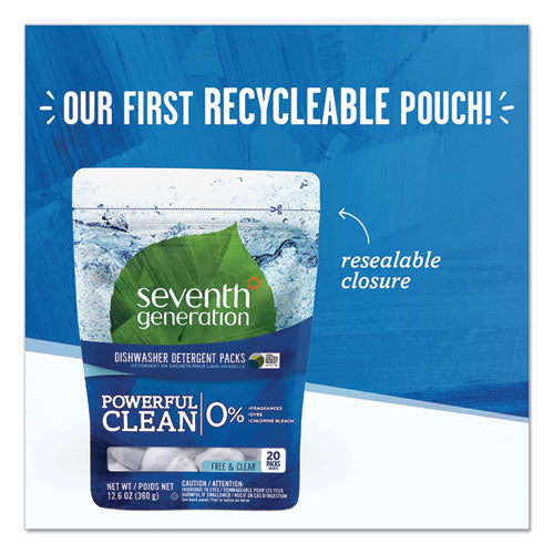 Natural Dishwasher Detergent Concentrated Packs, 20/pack, 12 Packs/carton