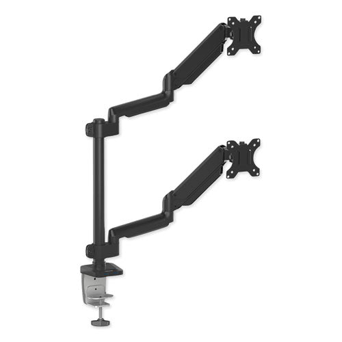 Platinum Series Dual Stacking Arm For 27" Monitors, 360 Deg Rotation, 180 Deg Tilt, 360 Deg Pan, Black, Supports 22 Lb