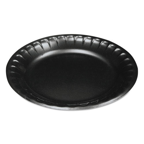 Placesetter Deluxe Laminated Foam Dinnerware, Plate, 9" Dia, Black, 500/carton