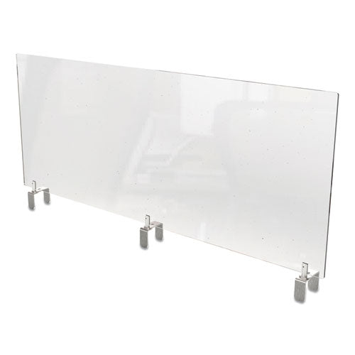 Clear Partition Extender With Attached Clamp, 48 X 3.88 X 18, Thermoplastic Sheeting