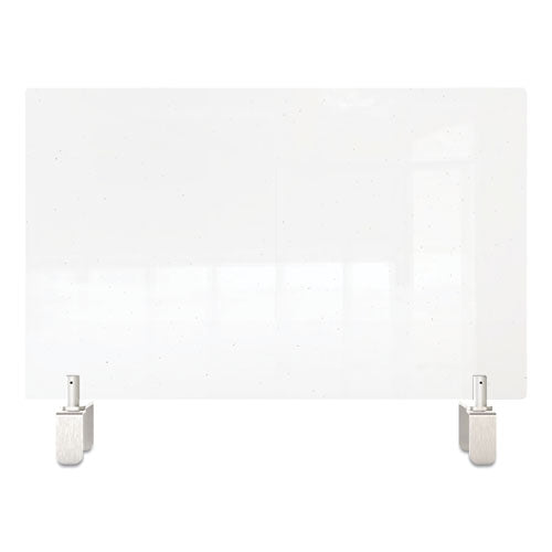 Clear Partition Extender With Attached Clamp, 48 X 3.88 X 18, Thermoplastic Sheeting