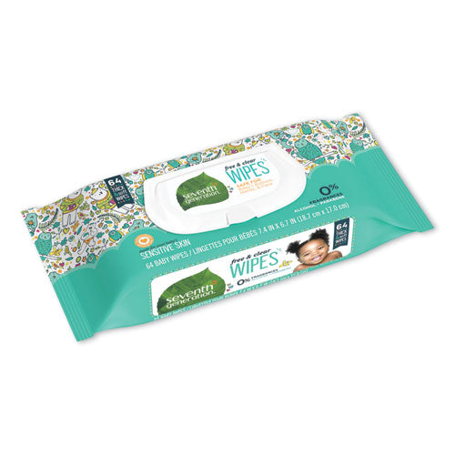 Free And Clear Baby Wipes, 7 X 7, Refill, Unscented, White, 256/pack, 3 Packs/carton