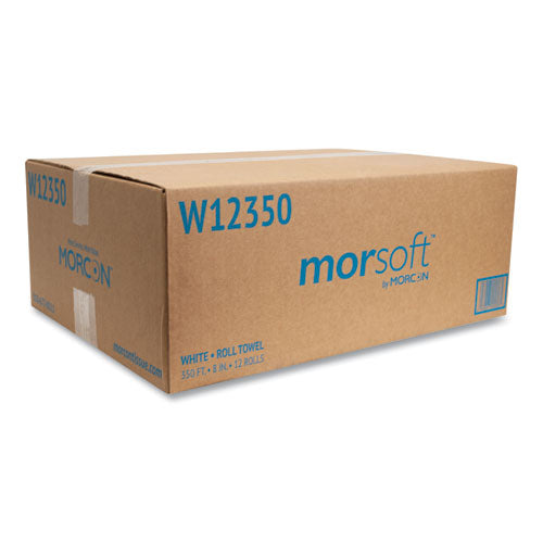 Morsoft Universal Roll Towels, 8" X 350 Ft, White, 12 Rolls/carton