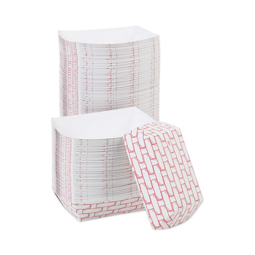 Paper Food Baskets, 2 Lb Capacity, Red/white, 1,000/carton