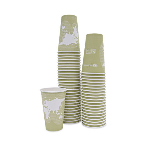 World Art Renewable And Compostable Hot Cups, 16 Oz, 50/pack, 20 Packs/carton
