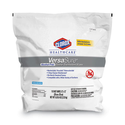 Versasure Cleaner Disinfectant Wipes, 1-ply, 12 X 12, White, 110/pouch, 2/carton