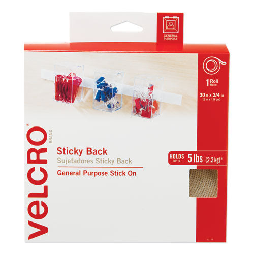 Sticky-back Fasteners With Dispenser Box, Removable Adhesive, 0.75" Dia, Beige, 200/roll