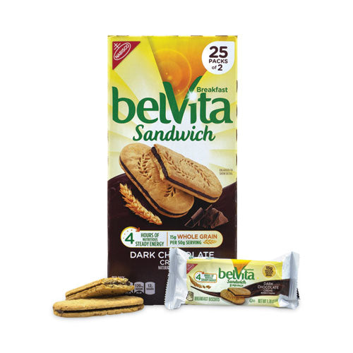 Belvita Breakfast Biscuits, Dark Chocolate Creme Breakfast Sandwich, 1.76 Oz Pack, 25 Pks/box, Ships In 1-3 Business Days