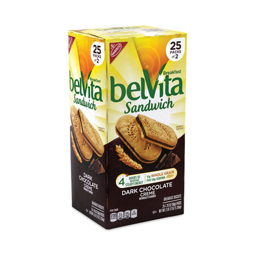 Belvita Breakfast Biscuits, Dark Chocolate Creme Breakfast Sandwich, 1.76 Oz Pack, 25 Pks/box, Ships In 1-3 Business Days