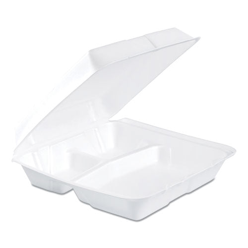Foam Hinged Lid Containers, 8 X 8 X 2.25, White, 200/carton
