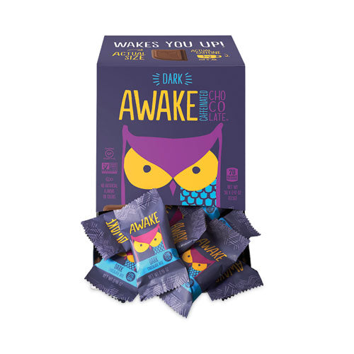 Caffeinated Dark Chocolate Bites, 0.47 oz Bars, 50 Bars/Carton, Ships in 1-3 Business Days Caffeinated Dark Chocolate Bites, 0.47 oz Bars, 50 Bars/Carton, Ships in 1-3 Business Days