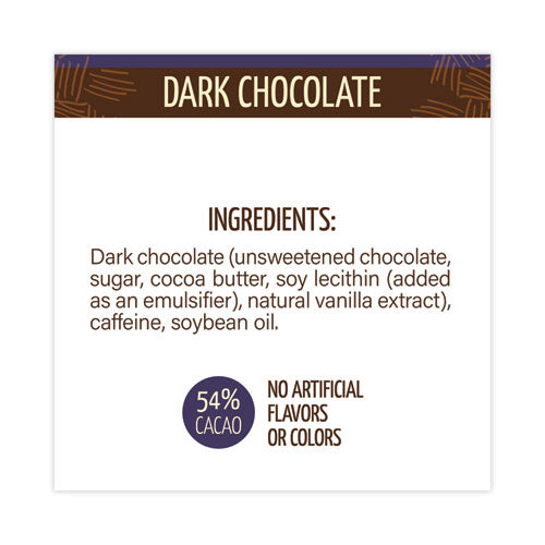 Caffeinated Dark Chocolate Bites, 0.46 Oz Bars, 50 Bars/box, Ships In 1-3 Business Days