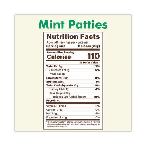 Mint Patties,175 Individually Wrapped, 3 Lb Bag, Ships In 1-3 Business Days