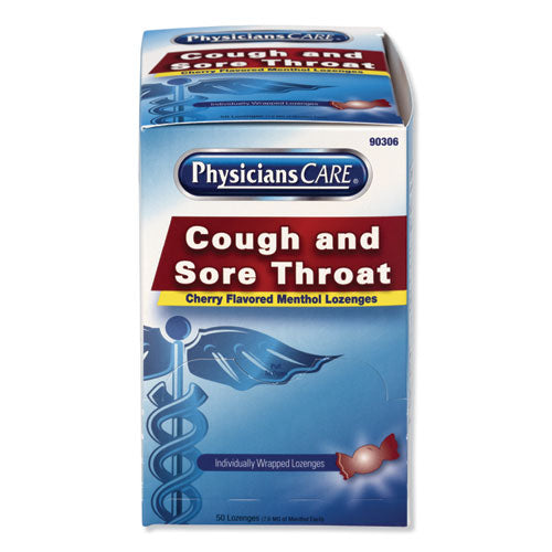 Cough And Sore Throat, Cherry Menthol Lozenges, Individually Wrapped, 50/box