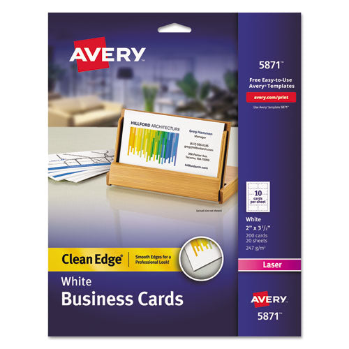 True Print Clean Edge Business Cards, Inkjet, 2 X 3.5, Glossy White, 200 Cards, 10 Cards Sheet, 20 Sheets/pack