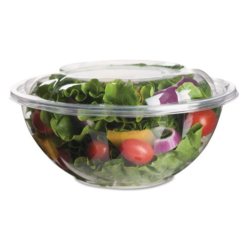 Salad Bowls With Lids, Squat, 64 Oz, 9.5 Diameter X 3.2 H, Clear, Plastic, 150/carton