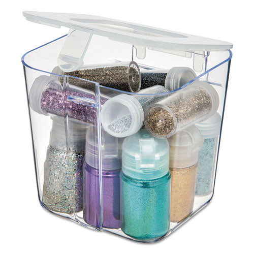 Stackable Caddy Organizer, Small, Plastic, 4.33 X 4 X 4.38, White