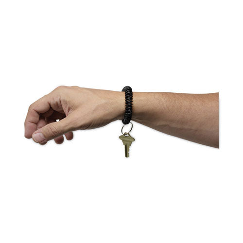 Wrist Coil Plus Key Ring, Plastic, Black, 6/pack