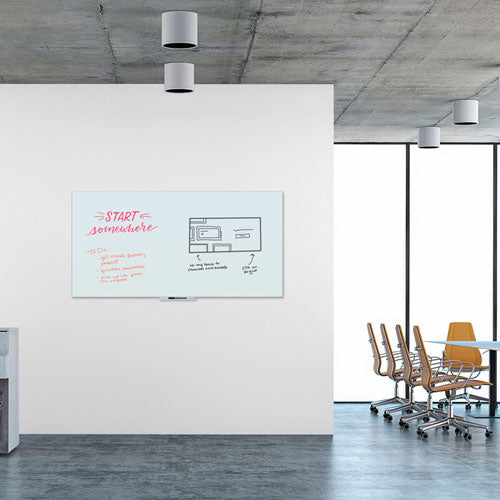 Floating Glass Dry Erase Board, 72 X 36, White Surface