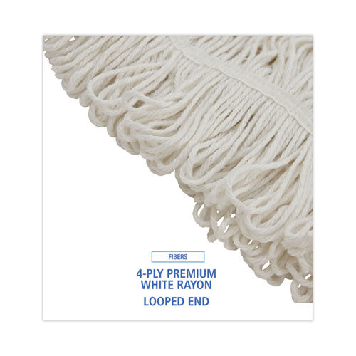 Pro Loop Web/tailband Wet Mop Head, Rayon, 24oz, White, 12/carton