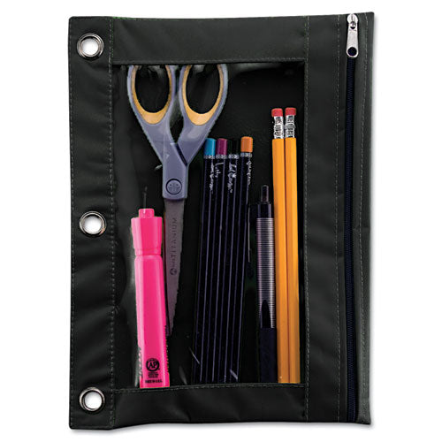 Binder Pencil Pouch, 10 X 7.38, Black/clear, 3/pack