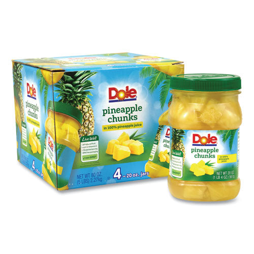 Pineapple Chunks In 100% Juice, 20 Oz Jar, 4 Jars/box, Ships In 1-3 Business Days