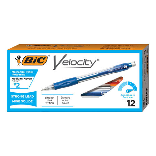 Velocity Original Mechanical Pencil, 0.7 Mm, Hb (#2.5), Black Lead, Blue Barrel, Dozen