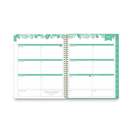 Day Designer Academic Year Weekly/monthly Frosted Planner, Palms Artwork, 11 X 8.5, 12-month (july-june): 2022-2023