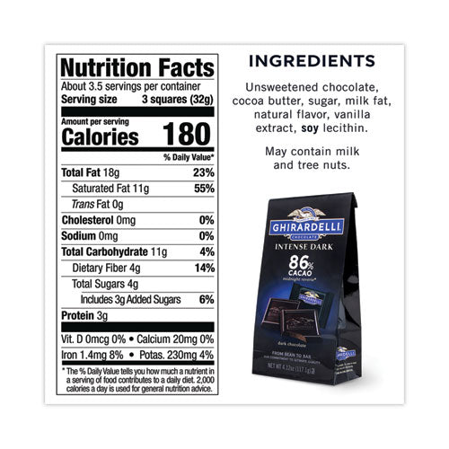 Intense Dark Midnight Reverie 86% Cacao Singles Bag, 4.12 oz Packs, 3 Count, Ships in 1-3 Business Days Intense Dark Midnight Reverie 86% Cacao Singles Bag, 4.12 oz Packs, 3 Count, Ships in 1-3 Business Days