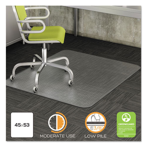 Duramat Moderate Use Chair Mat, Low Pile Carpet, Flat, 45 X 53, Rectangle, Clear
