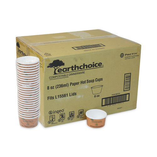 Earthchoice Compostable Soup Cup, Small, 8 Oz, 3 X 3 X 3, Brown, Paper, 500/carton