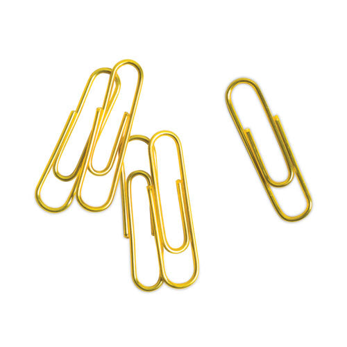 Paper Clips, Medium, Vinyl-coated, Gold, 200 Clips/box, 5 Boxes/pack