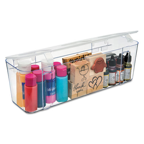 Stackable Caddy Organizer, Large, Plastic, 13.24 X 4 X 4.38, White