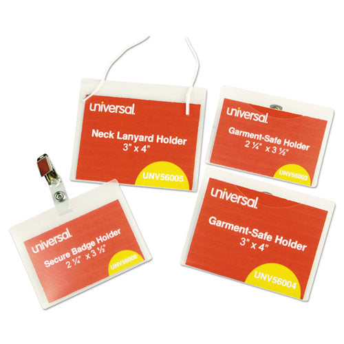 Clear Badge Holders W/garment-safe Clips, 3 X 4, White Inserts, 50/box