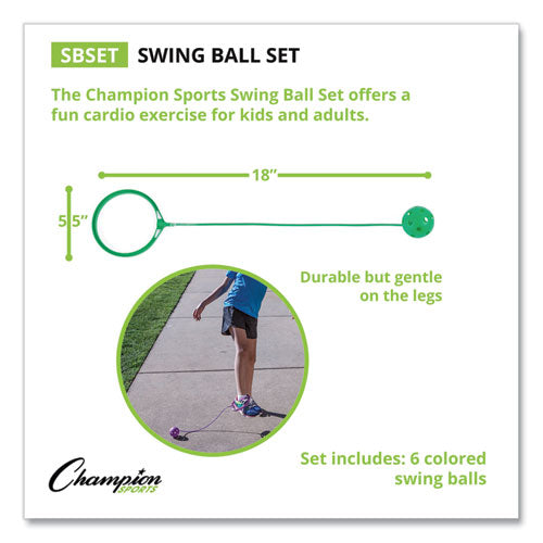 Swing Ball Set, 5.5" Diameter, Assorted Colors, 6/set