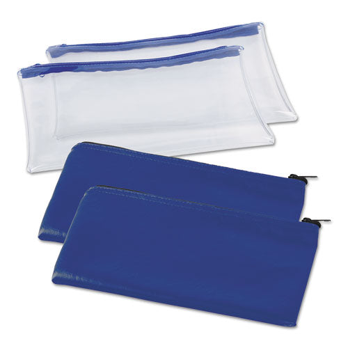 Zippered Wallets/cases, Leatherette Pu, 11 X 6, Blue, 2/pack