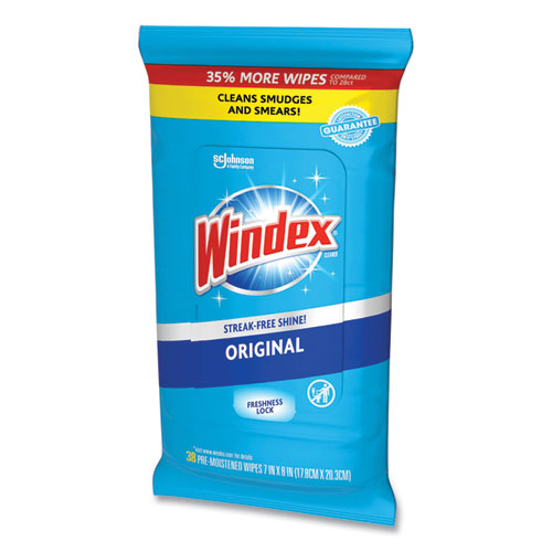 Glass And Surface Wet Wipe, Cloth, 7 X 8, Unscented, 38/pack, 12 Packs/carton