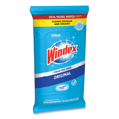 Glass And Surface Wet Wipe, Cloth, 7 X 8, Unscented, 38/pack, 12 Packs/carton